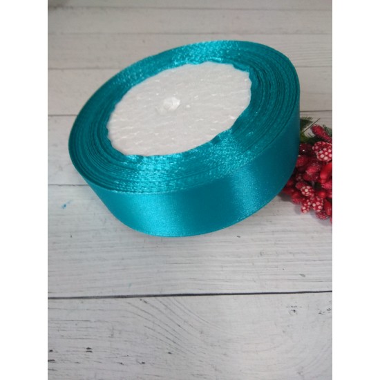 Лента атласная однотонная 2,5 см*25 ярдов, цв. бирюзовый 47, цена за 5 м